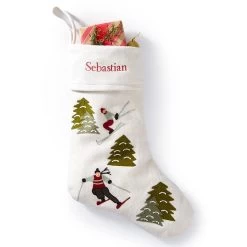 Hand Embroidered Wool Stocking | 2 -Grocery Store hand embroidered wool stocking c 2