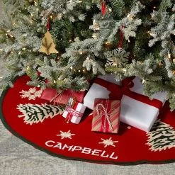 Hand Embroidered Wool Tree Skirt | 1 -Grocery Store hand embroidered wool tree skirt c 2