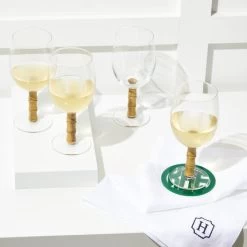 Hand Painted Bamboo Wine Glasses, Set Of 4 | 1