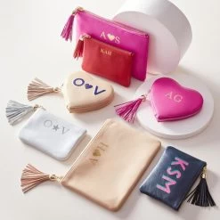 Heart Leather Tassel Zipper Pouch, Printed | 2