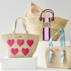 Hearts Embroidered Straw Beach Bag | 1