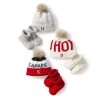 Holiday Pom Pom Hat & Bootie Set | 2 -Grocery Store ho ho ho holiday pom pom hat bootie set c 4