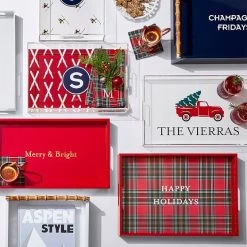 Plaid Printed Lacquer Tray | 1 -Grocery Store holiday patterned lucite tray c