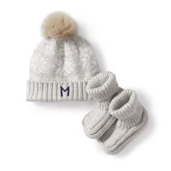 Holiday Pom Pom Hat & Bootie Set | 2 -Grocery Store holiday pom pom hat bootie set c 2