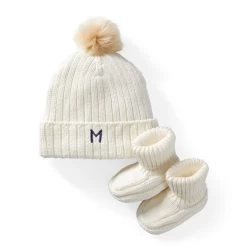 Cotton Cashmere Pom Pom Hat & Bootie Set | 9 -Grocery Store img12c 17