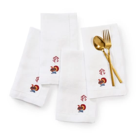Fall Embroidered Linen Dinner Napkins, Set Of 4 | 1 6 Fall Embroidered Linen Dinner Napkins, Set Of 4 | 1 - Image 4