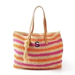 Colorful Stripe Straw Tote | 3 -Grocery Store img16c 2