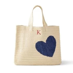Heart Embroidered Oversized Straw Beach Tote | 2 -Grocery Store img16c 7
