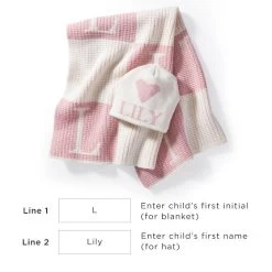 Initial Block Baby Stroller Blanket And Knitted Hat Gift Set | 8 -Grocery Store img1c 55