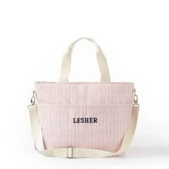 Pinstripe Cooler Tote Bag | 3 24 Pinstripe Cooler Tote Bag | 3 -Grocery Store img21c 3