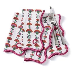 Scalloped Block Print Napkins, Set Of 4 | 8 -Grocery Store img22c 22