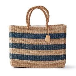 Striped Seagrass Beach Bag | 1 -Grocery Store img32c 2