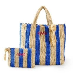 Cabana Stripe Straw Tote And Pouch Set | 3 -Grocery Store img39c 1