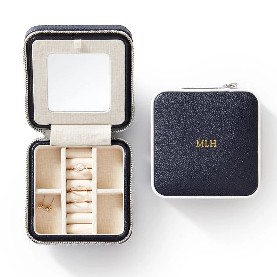 Small Piped Travel Jewelry Case, Foil Debossed | 6 10 Small Piped Travel Jewelry Case, Foil Debossed | 6 - Image 8