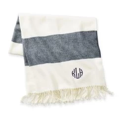 Rugby Stripe Italian Cotton Throw | 1 -Grocery Store img40c 35
