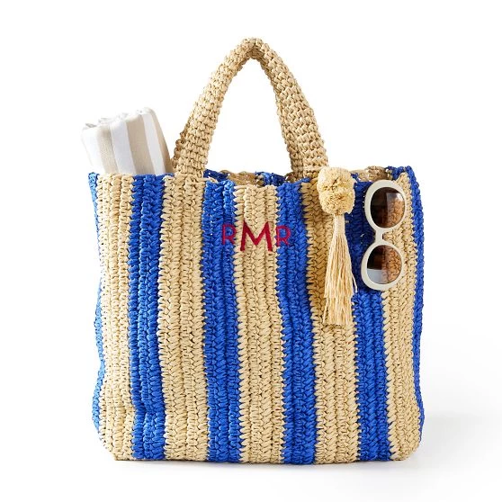 Cabana Stripe Straw Beach Tote | 3 14 Cabana Stripe Straw Beach Tote | 3 - Image 12