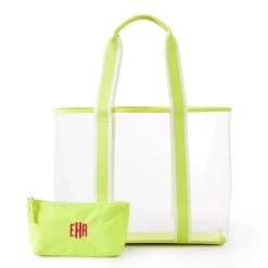 Striped Twill Clear Tote With Pouch | 2 -Grocery Store img4c 4