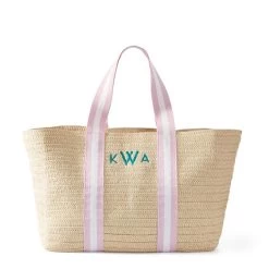 Oversized Ribbon Straw Beach Tote | 6 -Grocery Store img52c
