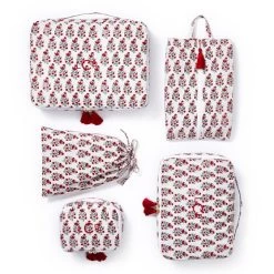 5 Piece Block Print Packing Cube Set | 3 -Grocery Store img52c 4