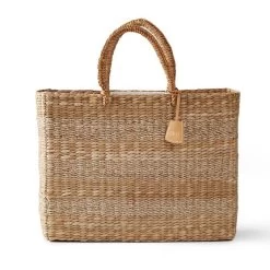 Striped Seagrass Beach Bag | 1 -Grocery Store img56c 3