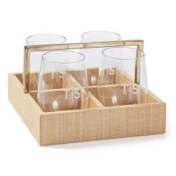 Raffia Drink Caddy And Outdoor Stemless Glasses Set | 2 13 Raffia Drink Caddy And Outdoor Stemless Glasses Set | 2 -Grocery Store img59c 30