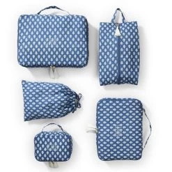 5 Piece Block Print Packing Cube Set | 3 -Grocery Store img5c 5