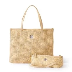 Raffia And Leather Tote And Baguette Bag Set | 1 -Grocery Store img63c 4