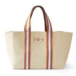 Oversized Ribbon Straw Beach Tote | 6 -Grocery Store img66c 3