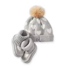 Cotton Cashmere Pom Pom Hat & Bootie Set | 9 -Grocery Store img6c 19