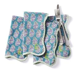 Scalloped Block Print Napkins, Set Of 4 | 8 -Grocery Store img80c 12