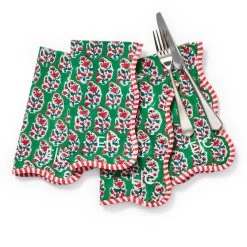 Scalloped Block Print Napkins, Set Of 4 | 8 -Grocery Store img88c 15