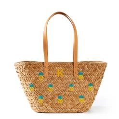 Hand Embroidered Palm Leaf Tote | 3 31 Hand Embroidered Palm Leaf Tote | 3 -Grocery Store img8c 2