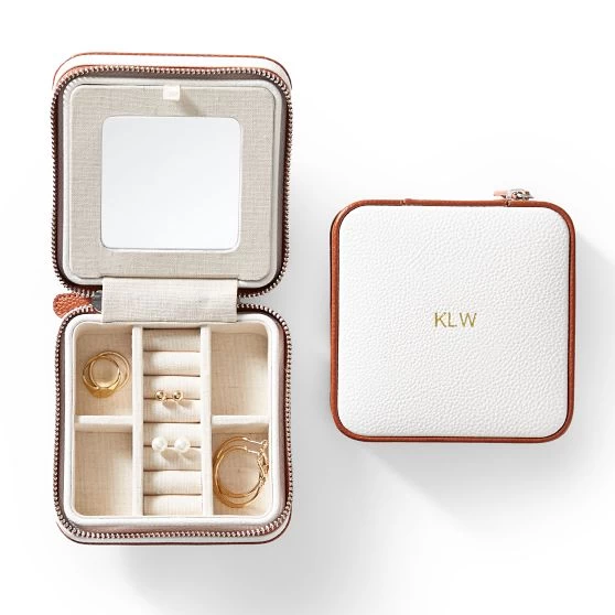 Small Piped Travel Jewelry Case, Foil Debossed | 6 14 Small Piped Travel Jewelry Case, Foil Debossed | 6 - Image 12