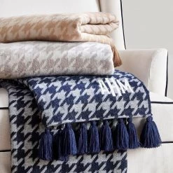 Italian Houndstooth Tassel Throw Blanket | 3 -Grocery Store italian houndstooth tassel throw blanket c 2