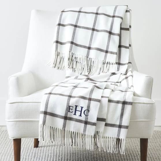 Italian Windowpane Throw Blanket | 4 3 Italian Windowpane Throw Blanket | 4