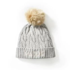 Kids Cable Knit Pom Pom Hat | 3 10 Kids Cable Knit Pom Pom Hat | 3 -Grocery Store kids cable knit pom pom hat c 1