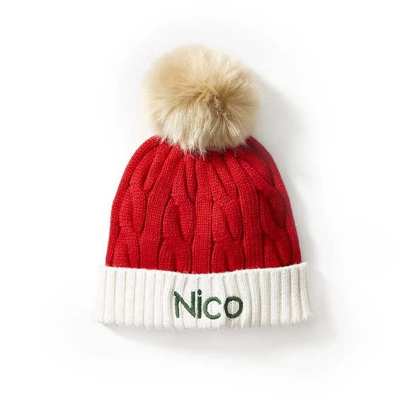 Kids Cable Knit Pom Pom Santa Hat | 1 5 Kids Cable Knit Pom Pom Santa Hat | 1 - Image 3