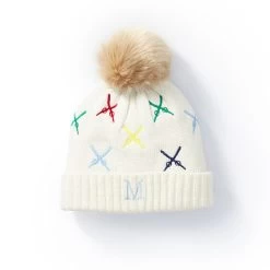 Kids Embroidered Ski Pom Pom Hat  | 1 -Grocery Store kids embroidered ski pom pom hat c 2