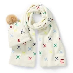 Kids Embroidered Ski Pom Pom Hat  | 1