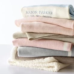 Cotton Cashmere Blend Stroller Blanket | 3 -Grocery Store knit and sherpa stroller blanket 1 c