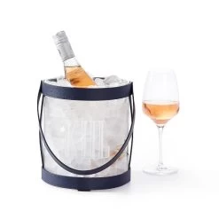 Leather And Glass Ice Bucket | 1 -Grocery Store leather and glass ice bucket c 2