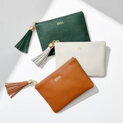 Leather Tassel Zipper Pouch, Foil Debossed | 26 -Grocery Store leather tassel zipper pouch foil debossed 1 c