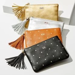 Leather Tassel Zipper Pouch, Foil Debossed | 26 -Grocery Store leather tassel zipper pouch foil debossed c 8