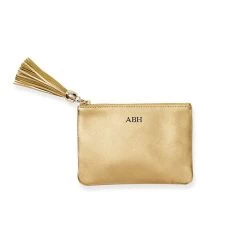 Leather Tassel Zipper Pouch, Foil Debossed | 26 -Grocery Store leather tassel zipper pouch foil debossed metallic c