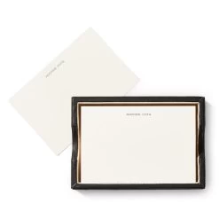 Letterpress Memo Cards In Leather Holder | 8