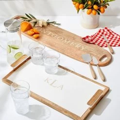 Mango Wood Long Oval Cheese Board & Knives Set | 1 -Grocery Store mango wood long oval cheese board knives set c 2