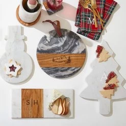 Marble Tree Cheese Board | 1 -Grocery Store marble snowman cheese board c 3