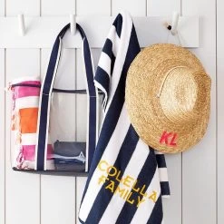 Striped Twill Clear Tote With Pouch | 2 -Grocery Store monogram mary straw hat c