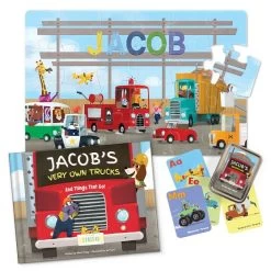 "My Very Own Truck" Personalized Children's Book, Puzzle And Card Game Gift Set | 1