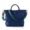 Navy Suede Tote With Green-Navy Twill Crossbody Strap Set | 1 -Grocery Store navy suede tote with green navy twill crossbody strap set c